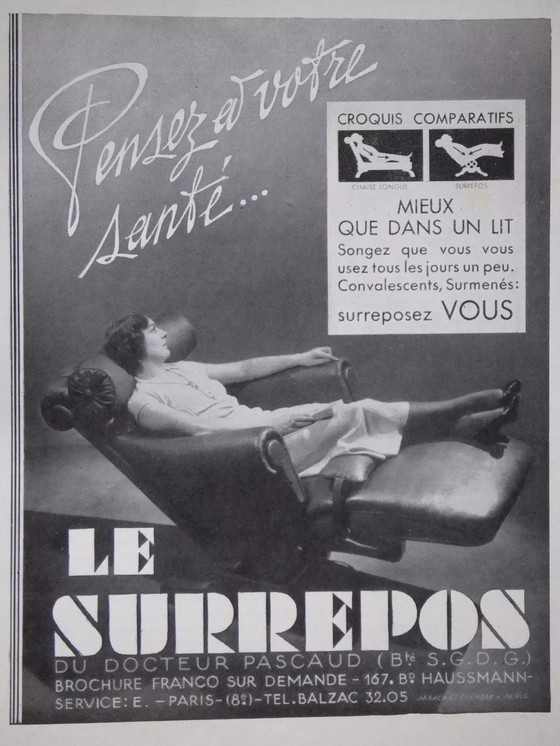 Image 1 of Fauteuil Le Surrepos Du Dr. Pascaud Marron, Paris, 1927