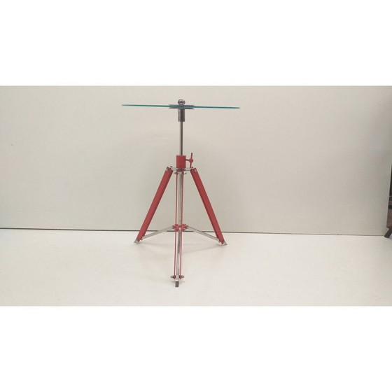 Image 1 of Table d'appoint industrielle vintage en métal et réglable en hauteur, Tchécoslovaquie, années 1980