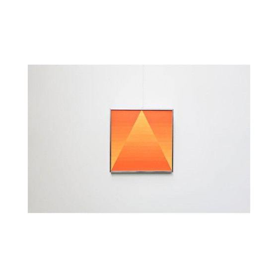 Image 1 of Huile sur toile vintage "composition géométrique orange" de G. Vaxelaire