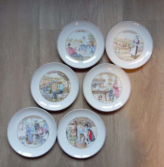 Image 1 of Service 6 Assiettes À Fromage Français De Pillivuyt, 1960/70