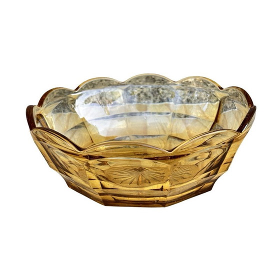 Image 1 of Bol en verre miel Vintage Art Deco pour Stölzle, Tchécoslovaquie 1930