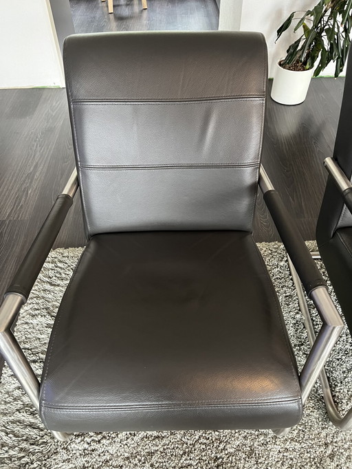 Fauteuils en cuir gris foncé Henders & Hazel