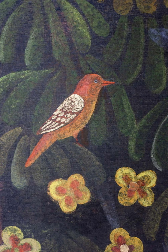 Image 1 of Toile Peinte Représentant Une Nature Luxuriante. Travail Contemporain.