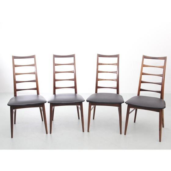 Image 1 of Ensemble de 4 chaises scandinaves vintage Lis en cuir par Niels Koefoed