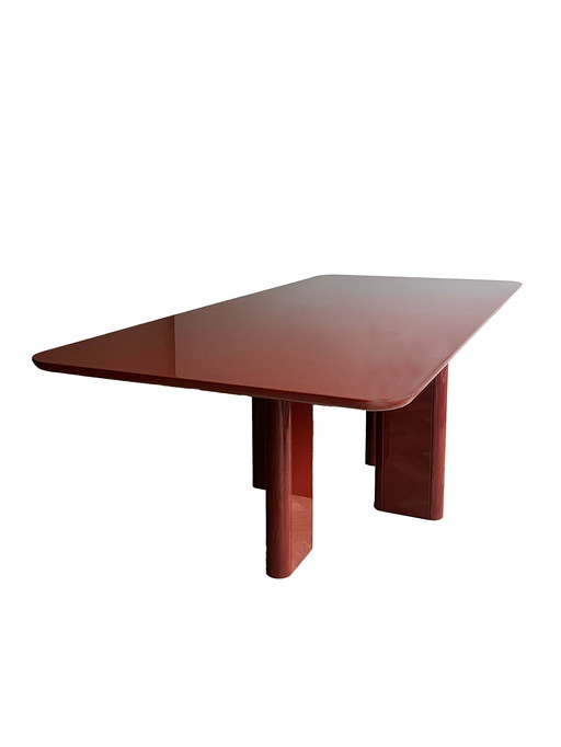 Gabrielle Paris Joe Table de salle à manger rectangulaire Bourgogne, bois laqué rouge