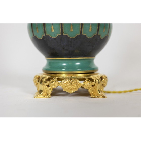 Image 1 of Paire de lampes vintage en porcelaine de Paris et bronze, France 1850