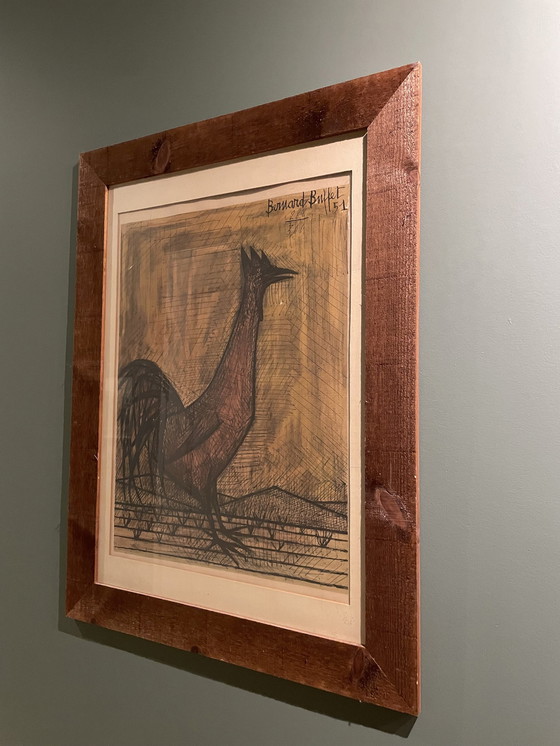 Image 1 of Bernard Buffet, Le Coq, 1951, lithographie en couleur avec pochoir sur parchemin d'Arches.