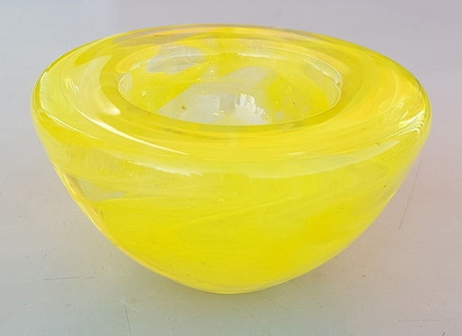 Porte-bougies à réchaud en verre jaune