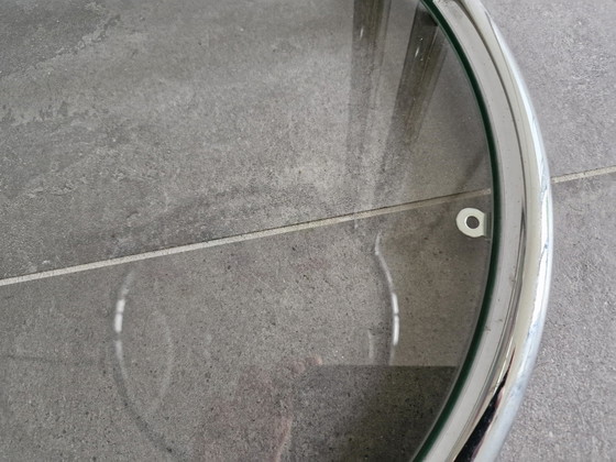 Image 1 of Table d'appoint ronde - Chrome avec verre 1980S - Style Bauhaus