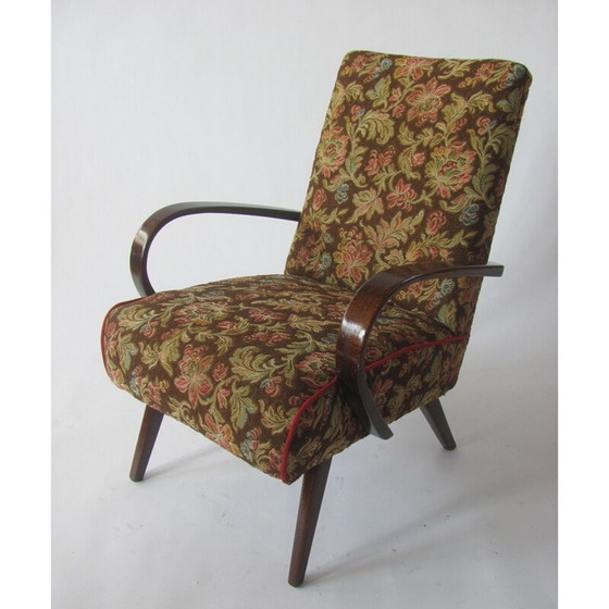 Image 1 of Fauteuil vintage à motif floral par Jaroslav Šmídek pour TON, Tchécoslovaquie, années 1960