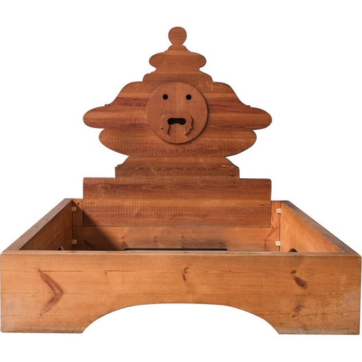 Lit vintage en pin russe par Mario Ceroli pour Poltronova, Italie 1970