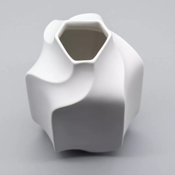 Image 1 of Rare Heinrich Bisque Porcelain Twisted Vase Vintage 60S 70S Design Op-Art Relief