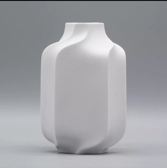 Image 1 of Rare Heinrich Bisque Porcelain Twisted Vase Vintage 60S 70S Design Op-Art Relief