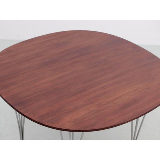 Table de salle à manger vintage en palissandre de Rio et acier chromé, 1971