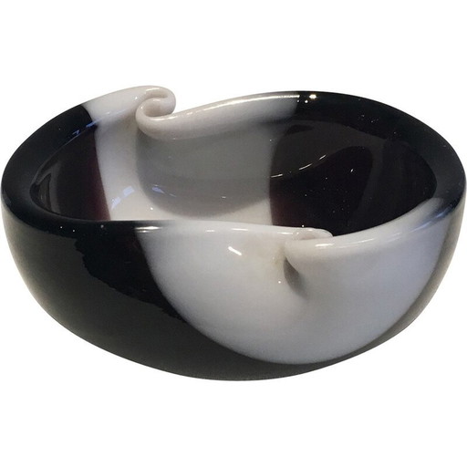 Plateau à bibelots en verre bicolore, France 1970