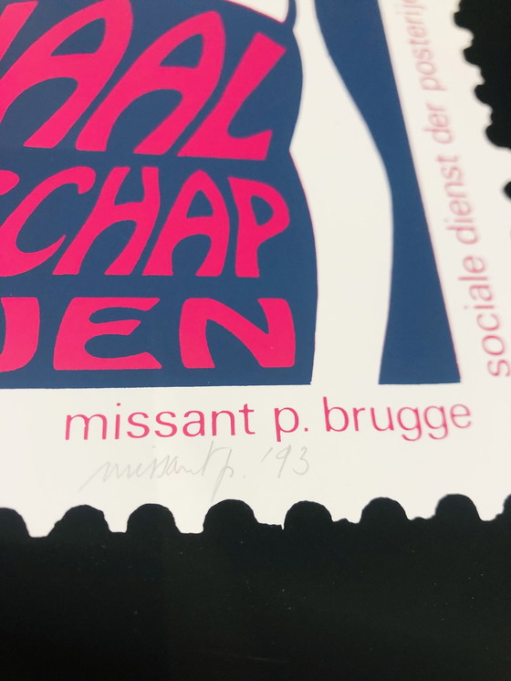 Image 1 of Lithographie Signée Missant P. Brugge , 27/60 Du Concours National De Philatélie En 1993