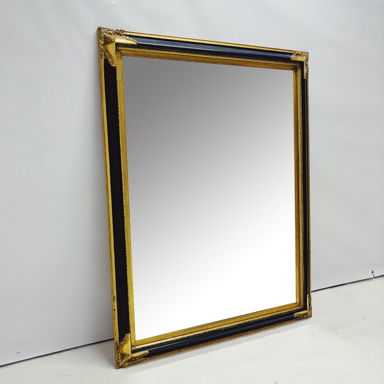 Image 1 of Miroir baroque Xl avec cadre en bois noir et doré