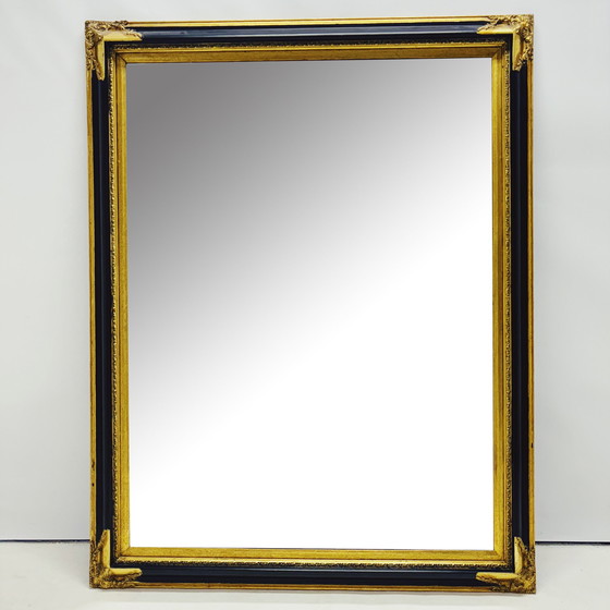 Image 1 of Miroir baroque Xl avec cadre en bois noir et doré