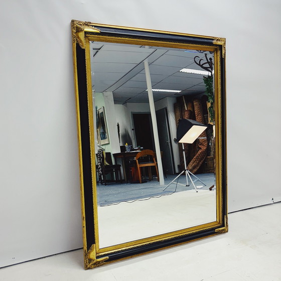 Image 1 of Miroir baroque Xl avec cadre en bois noir et doré