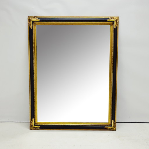 Miroir baroque Xl avec cadre en bois noir et doré