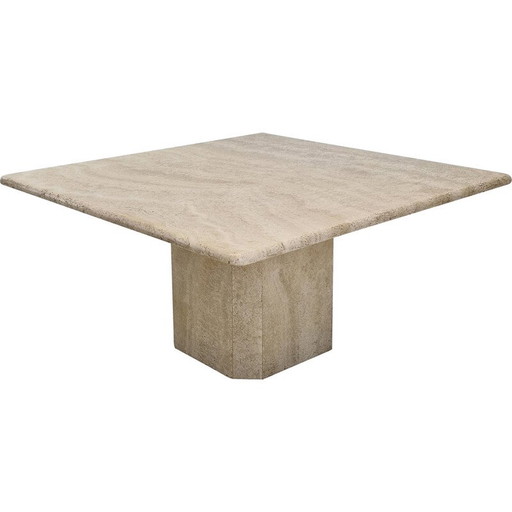 Table basse vintage en travertin, Italie 1980