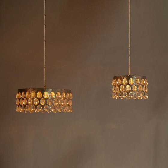 Image 1 of Lustre vintage en métal argenté de Palwa, Allemagne 1970