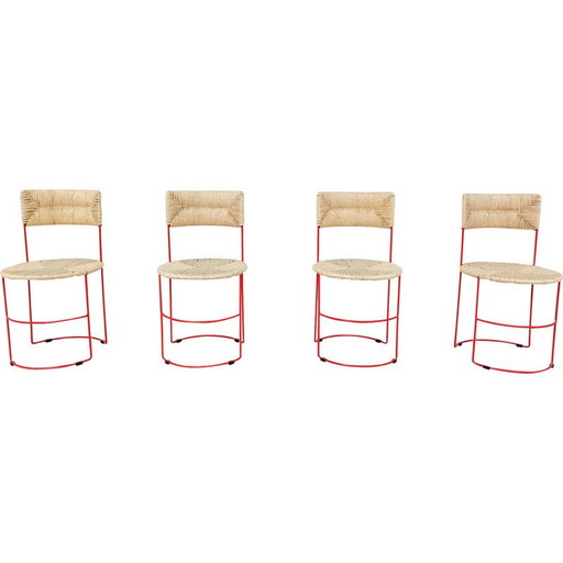 Ensemble de 4 chaises du milieu du siècle par Laura de Lorenzo et Stefano Stefani, Italie, années 1980