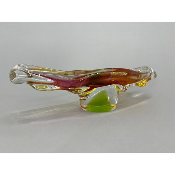 Image 1 of Bol oblong en verre d'art vintage par Josef Hospodka pour Chribska Glassworks, Tchécoslovaquie, années 1960