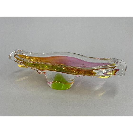 Image 1 of Bol oblong en verre d'art vintage par Josef Hospodka pour Chribska Glassworks, Tchécoslovaquie, années 1960
