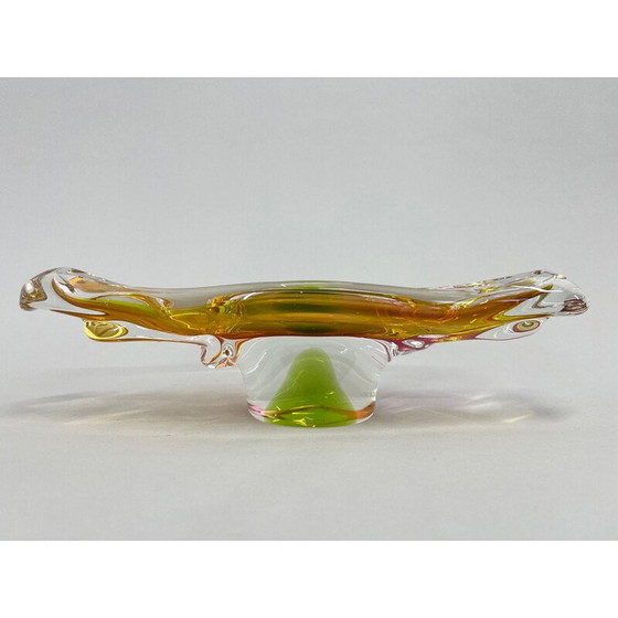 Image 1 of Bol oblong en verre d'art vintage par Josef Hospodka pour Chribska Glassworks, Tchécoslovaquie, années 1960