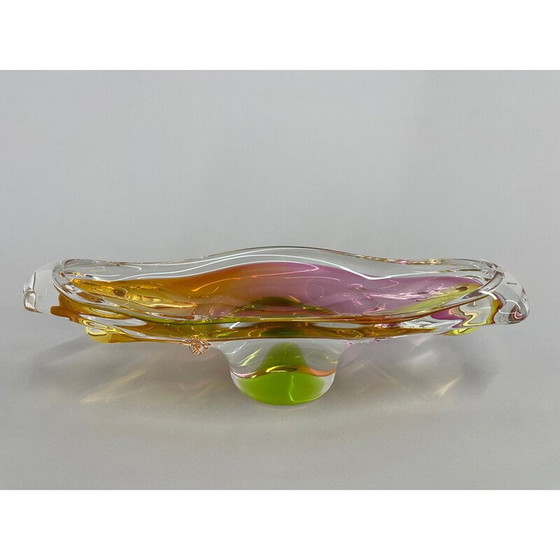 Image 1 of Bol oblong en verre d'art vintage par Josef Hospodka pour Chribska Glassworks, Tchécoslovaquie, années 1960