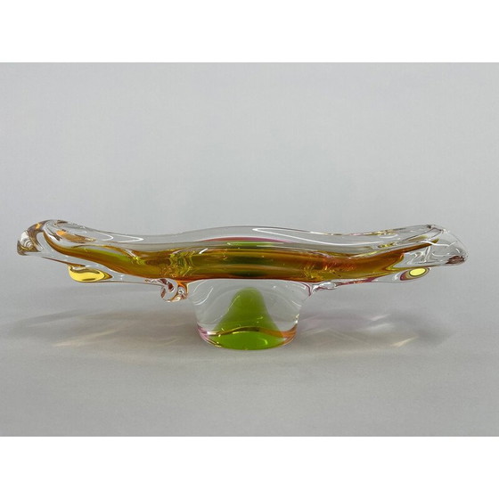 Image 1 of Bol oblong en verre d'art vintage par Josef Hospodka pour Chribska Glassworks, Tchécoslovaquie, années 1960