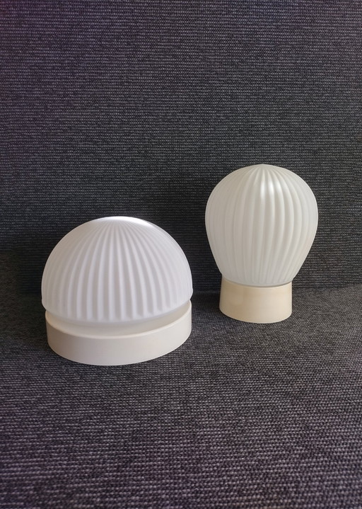 Plafonniers - Verre de lait strié - Vintage