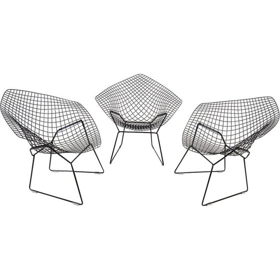 Image 1 of Ensemble de 3 chaises Diamond vintage par Harry Bertoia pour Knoll International, 1970
