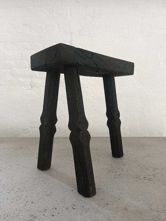 Image 1 of Linfin Tripod Black Oak Stool/ Side Table