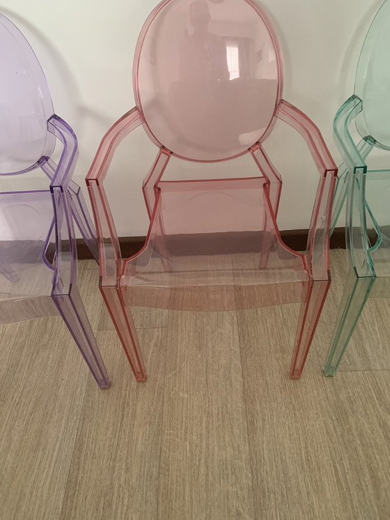 Image 1 of 3x P. Starck Chaises Lou Lou Ghost pour Kartell