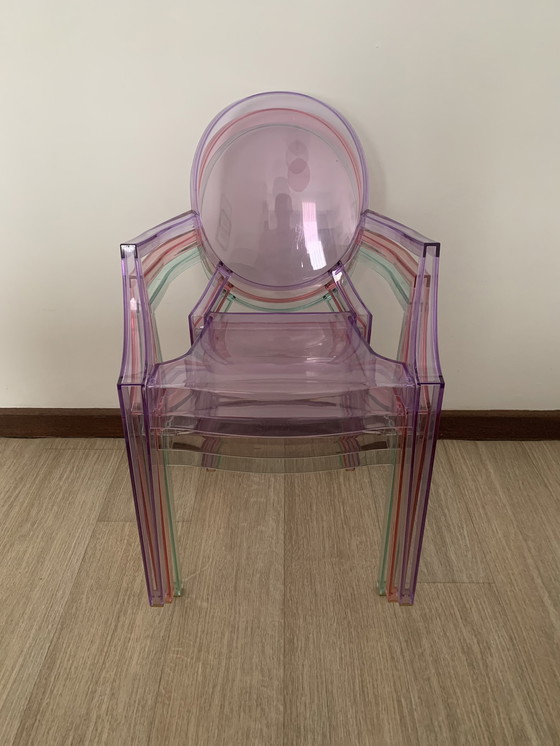 Image 1 of 3x P. Starck Chaises Lou Lou Ghost pour Kartell