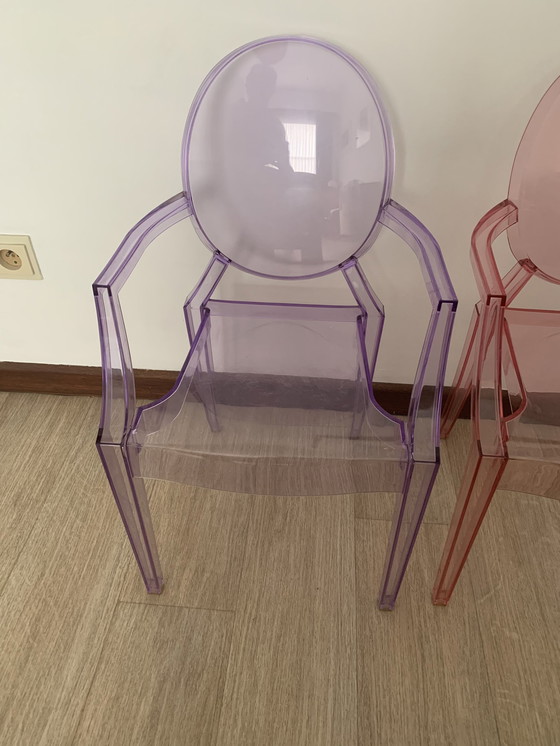 Image 1 of 3x P. Starck Chaises Lou Lou Ghost pour Kartell