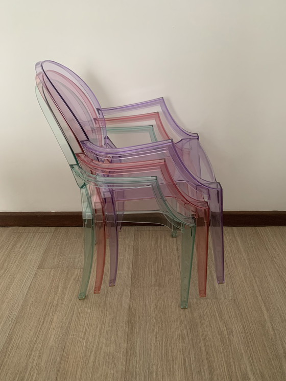 Image 1 of 3x P. Starck Chaises Lou Lou Ghost pour Kartell