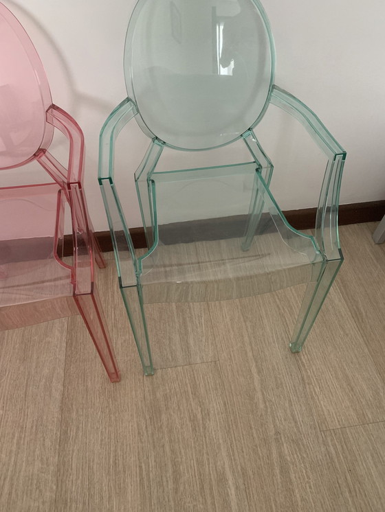 Image 1 of 3x P. Starck Chaises Lou Lou Ghost pour Kartell