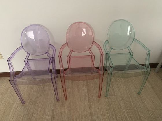 Image 1 of 3x P. Starck Chaises Lou Lou Ghost pour Kartell