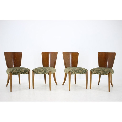 Ensemble de 4 chaises vintage en noyer par Jindrich Halabala pour Up Závody, Tchécoslovaquie