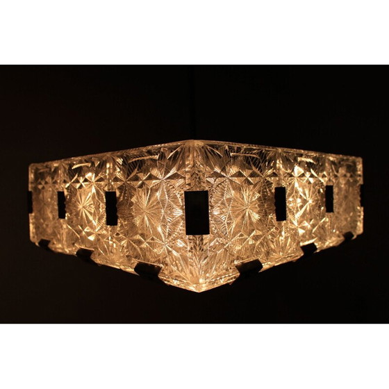 Image 1 of Plafonnier vintage en métal et verre par Kamenicky Šenov, Tchécoslovaquie