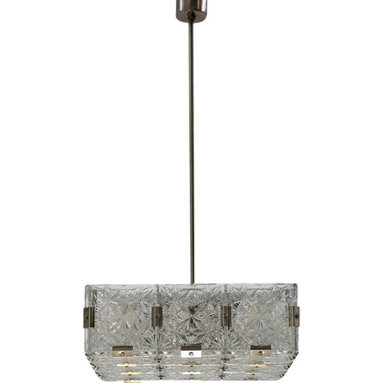Image 1 of Plafonnier vintage en métal et verre par Kamenicky Šenov, Tchécoslovaquie