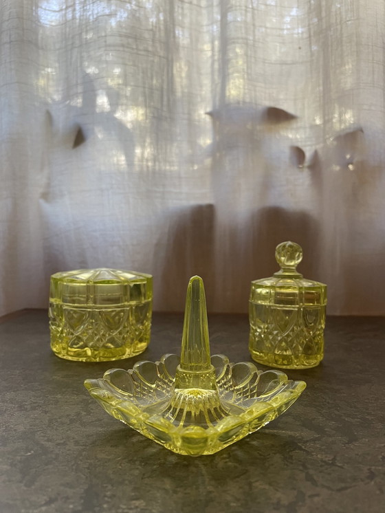 Image 1 of Ensemble Boudoir en verre de Val Saint Lambert Belgique