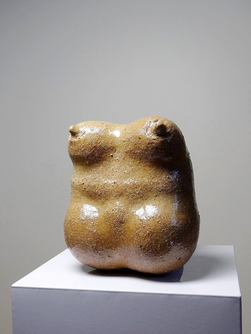 Petite Vénus Sculpturale En Grès, Buste De Femme, Vintage Signé, Années 90
