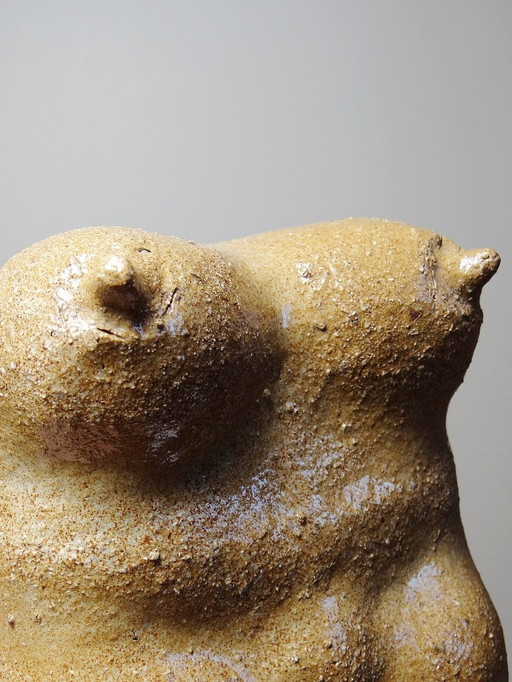 Petite Vénus Sculpturale En Grès, Buste De Femme, Vintage Signé, Années 90
