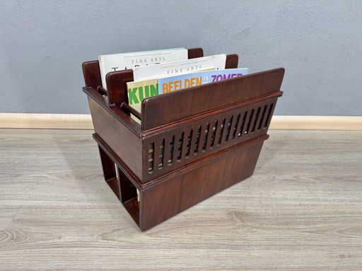 Support de lecture vintage en bois d'acajou