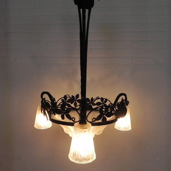 Image 1 of Lampe suspendue Art Déco Muller Frères Luneville 1930s