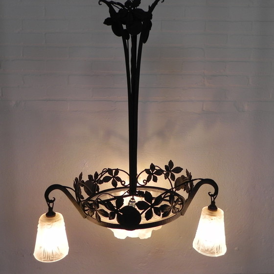 Image 1 of Lampe suspendue Art Déco Muller Frères Luneville 1930s